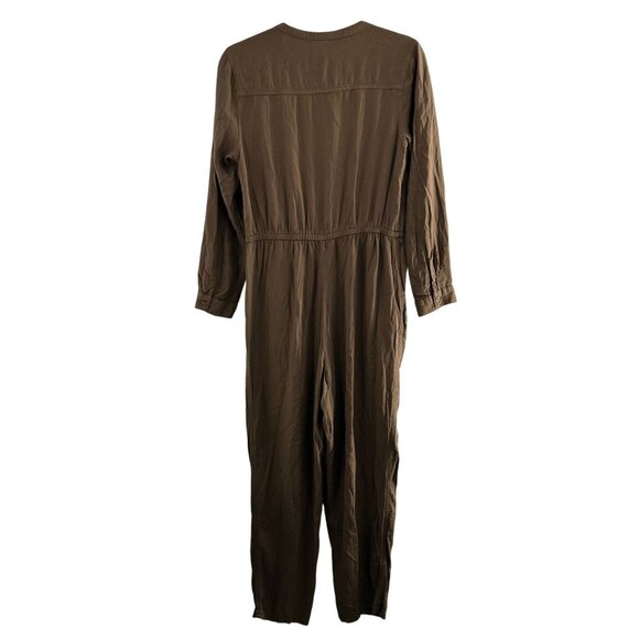 Old Navy Frosted Olive Utility Jumpsuit Pockets M Long Sleeve Drawstring Waist - Picture 6 of 11